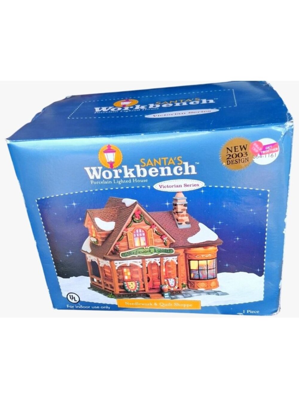 Santas Workbench Village "Needlework and Quilt Shoppe"Porcelain Lighted  House I